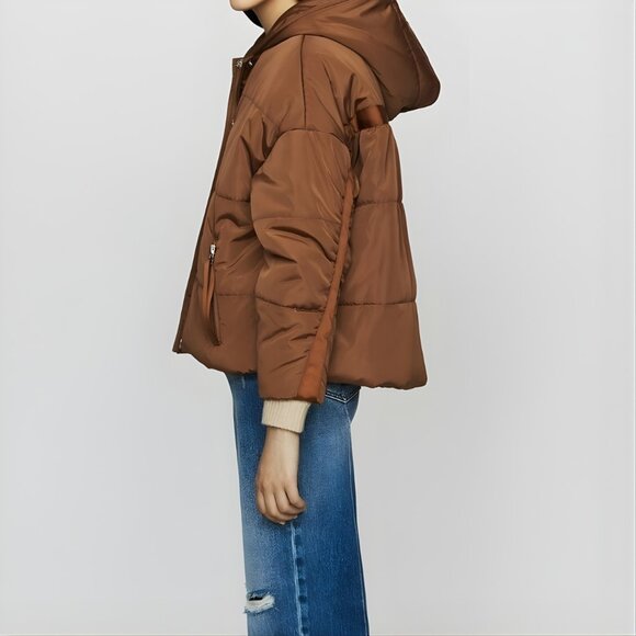 MAJE Gueli Puffer Cocoon Jacket in Mocha Mousse - OS - Picture 16 of 16